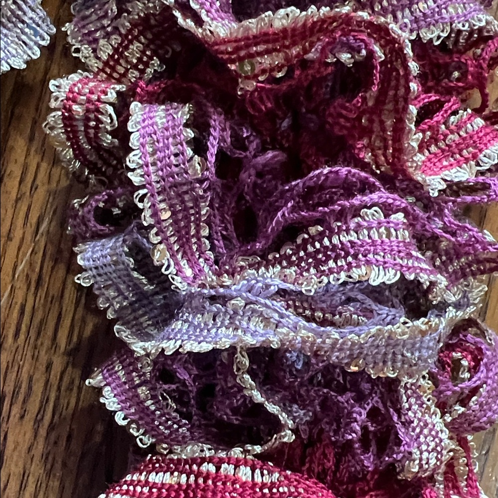 Chic Ruffled Scarf - Pink and Silver - Picture 3 of 3